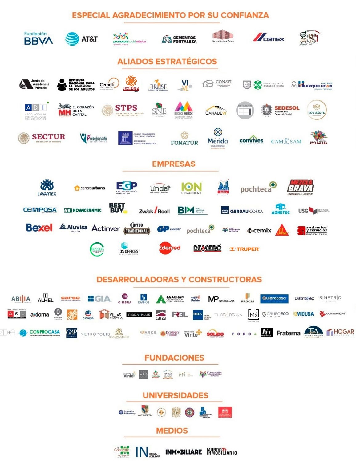 mosaico de logos aliados de Construyendo y creciendo