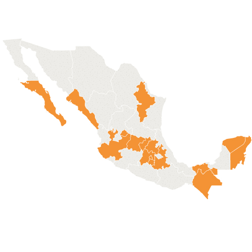 Mapa de cobertura de CyC en la República Mexicana
